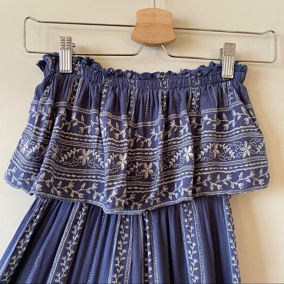 American Eagle-Periwinkle Floral Wide Leg Jumpsuit - Picture 8 of 10